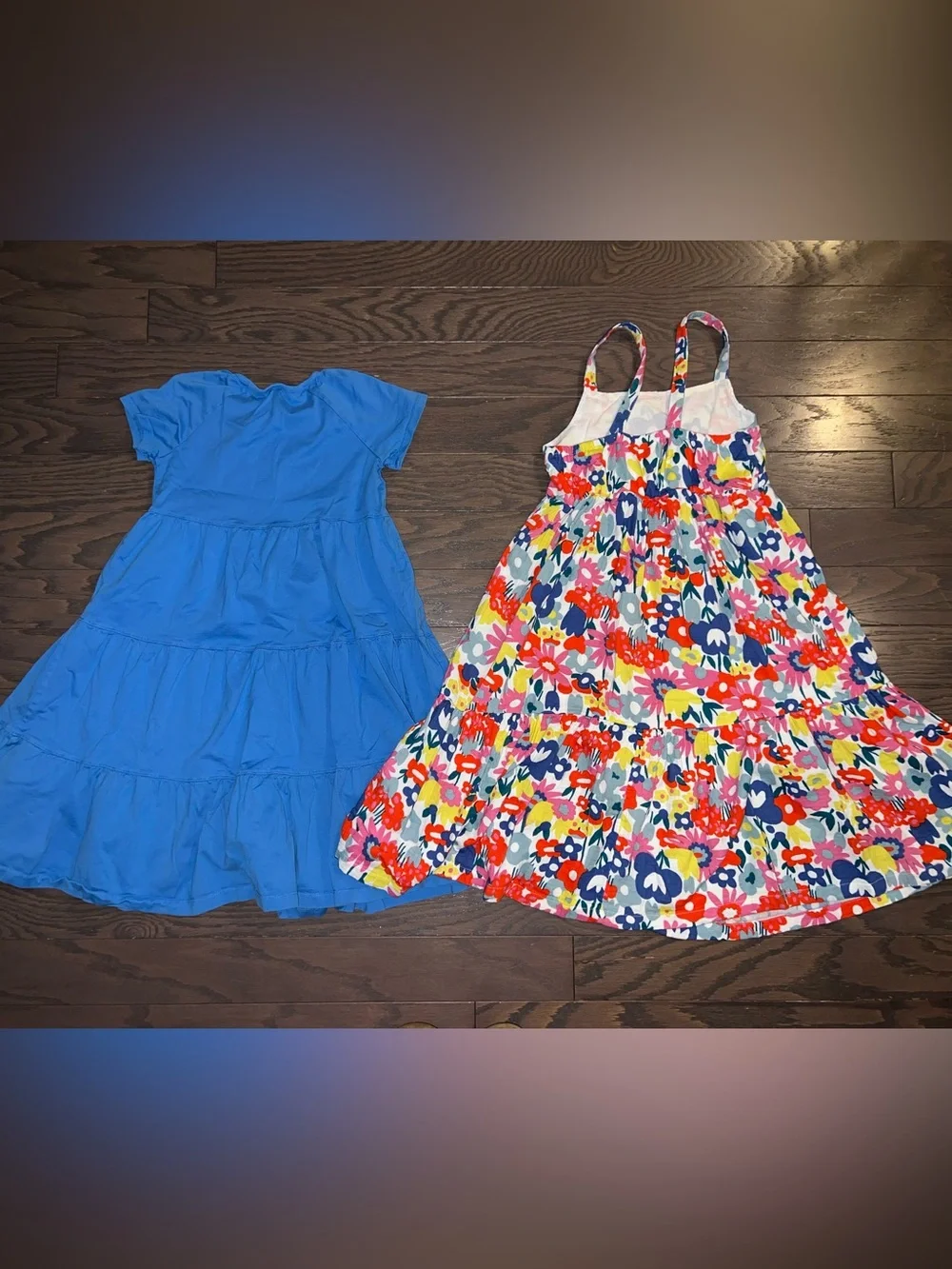 Hanna Andersson Blue Tiered Dress & Multicolor Floral Sundress Set